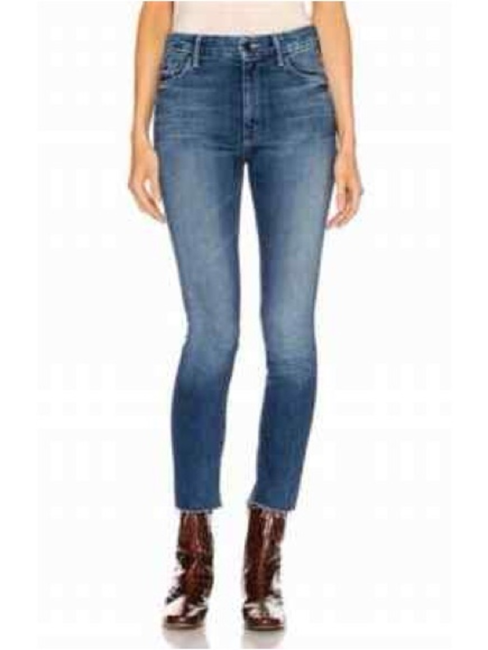 Mother The Looker Ankle Fray Skinny Jeans Invitation Only Blue Denim Women’s 29